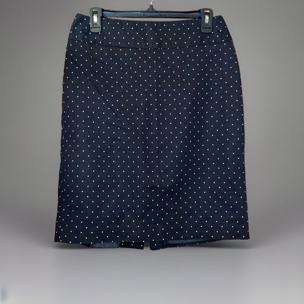 Liz Claiborne Size 8 Skirt Black With White Polka Dots Straight Pencil Lined